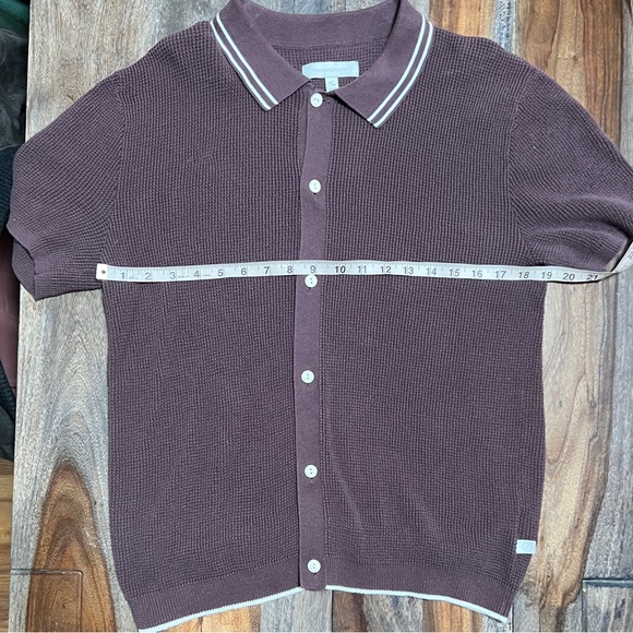 Standard Cloth (Urban Outfitters) Brown Waffle Stitch Polo Button Up sz M - Picture 9 of 14